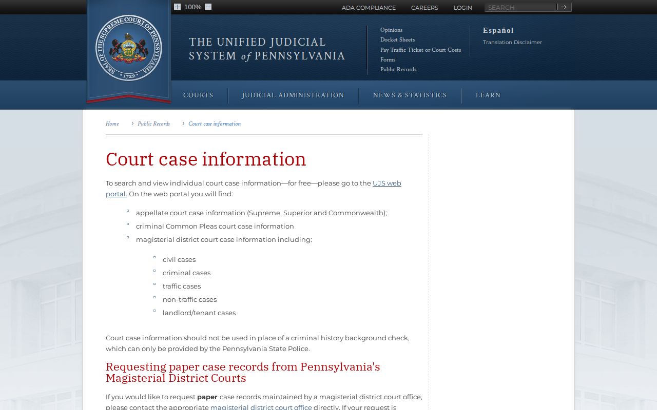 Pennsylvania court information used to review Monroe County 72-hour release events