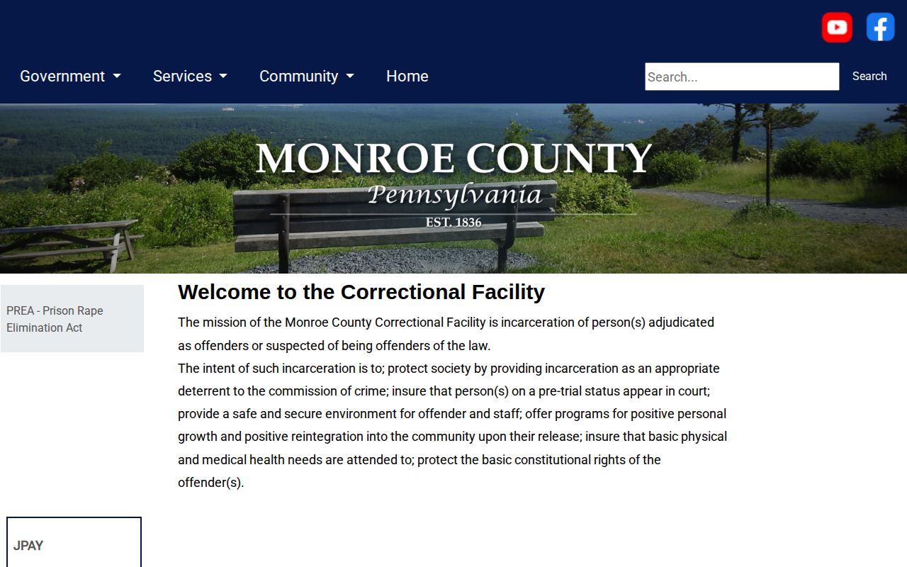 Monroe County Correctional Facility release information page