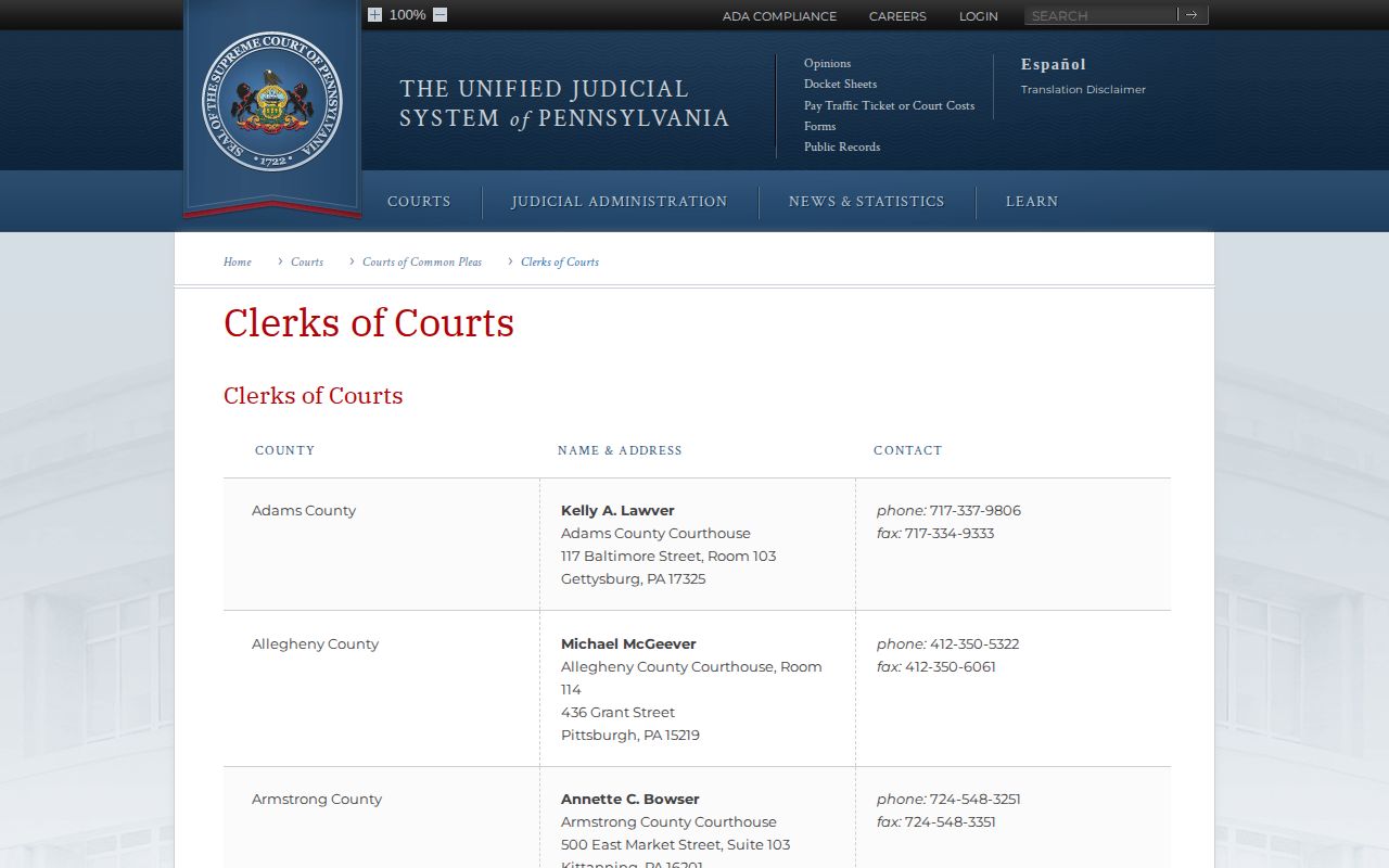 Monroe County court record office for released inmate case records